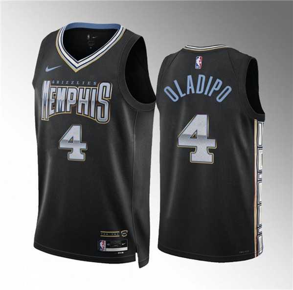 Mens Memphis Grizzlies #4 Victor Oladipo Black 2022-23 City Edition Stitched Jersey Dzhi->->NBA Jersey